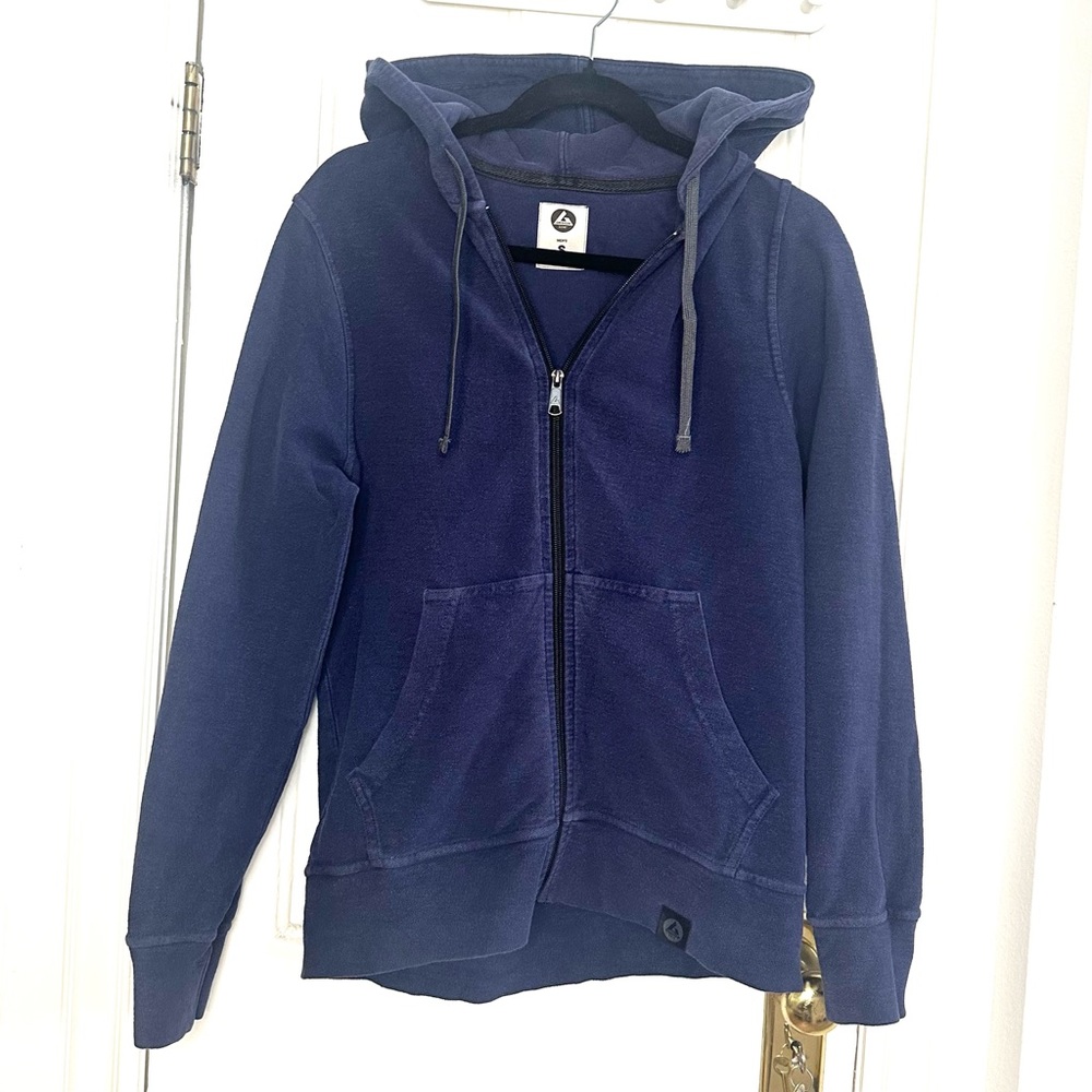 American Giant Hooded Full Zip Mens Navy Blue Lightweight Jacket, Size Small